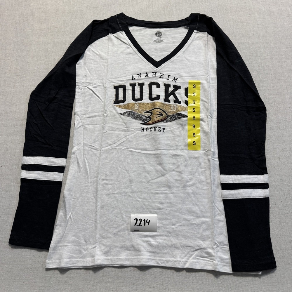NHL Anaheim Ducks Raglan Shirt Women Sz S Color Block New‎ Without Tags
